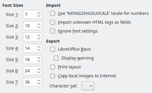 Options HTML Dialogue Box Image