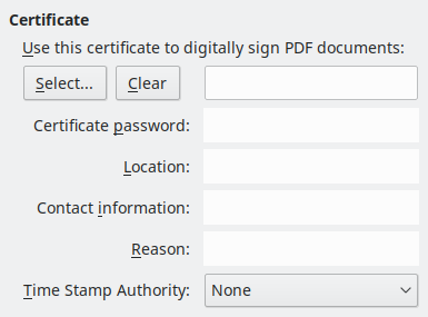 PDF Export Digital Signature Options Dialogue Box Image
