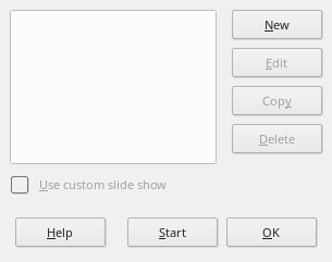 Custom Slide Shows Dialogue Box